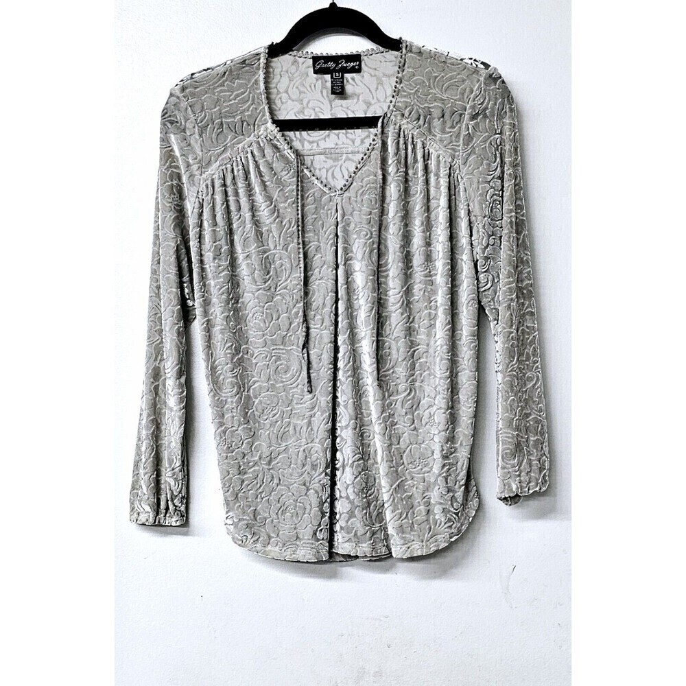 GRETTY ZUEGER SIlver Layer Silk Blend Long Sleeve Pullover Women Shirt (S)